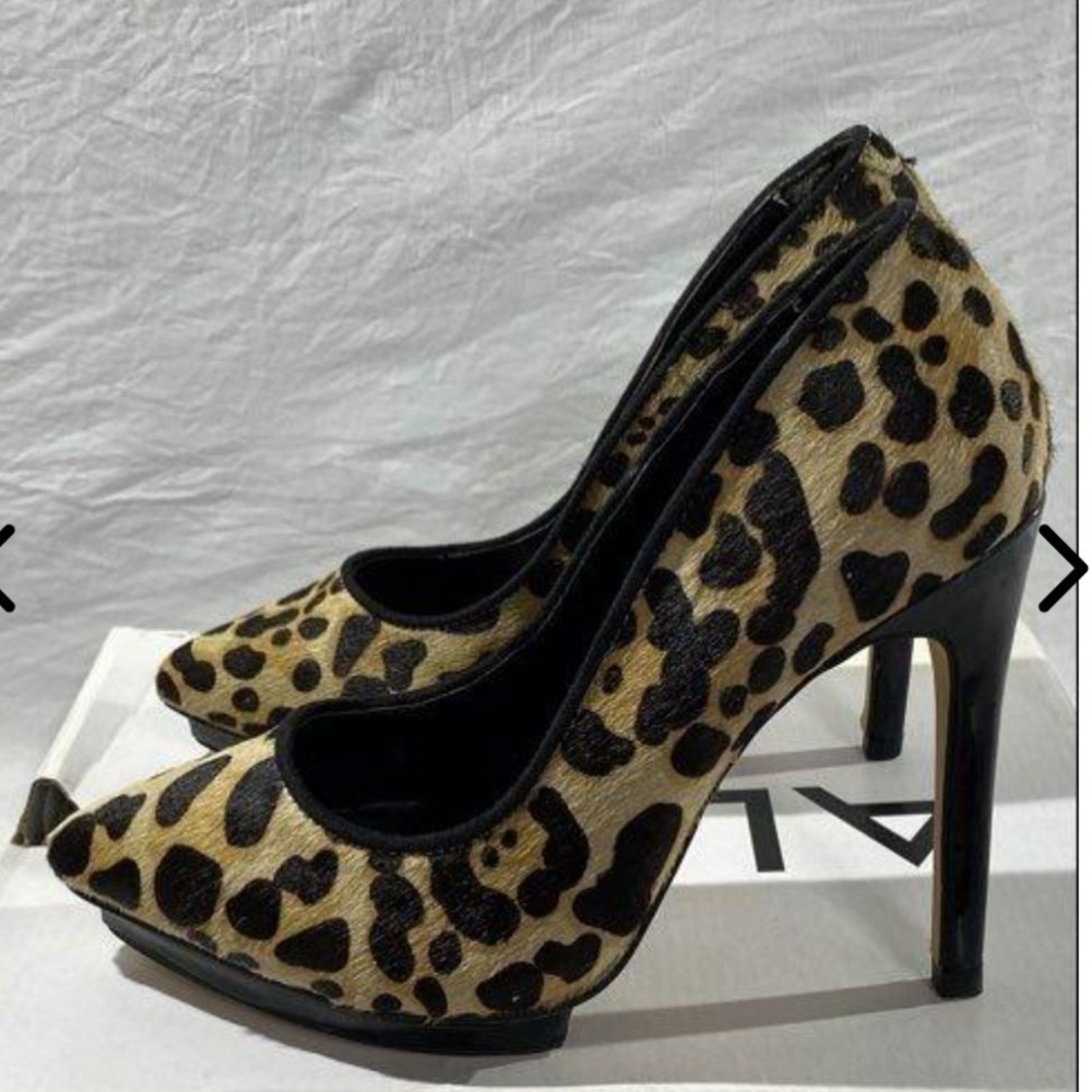 Aldo Black Beige Animal Print Calf Hair Platform Stiletto Heels Women 6